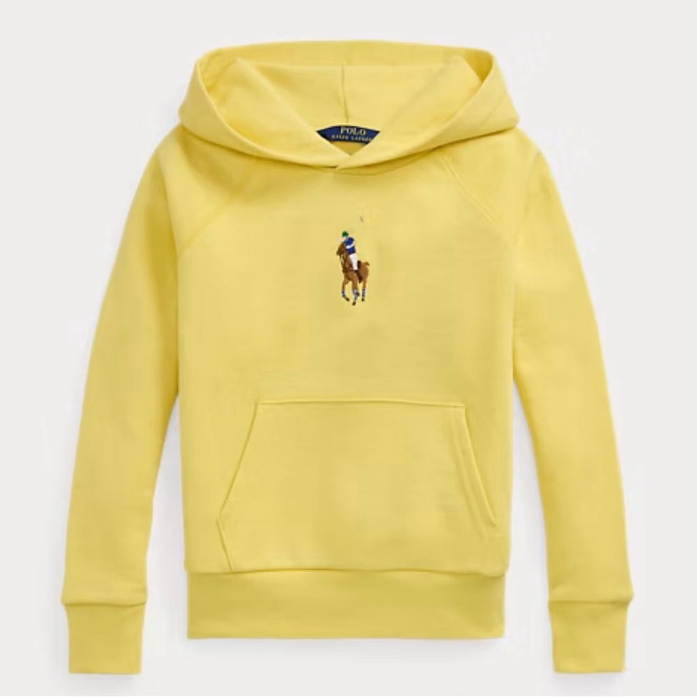 Polo by Ralph Lauren girls size 12-14 color yellow Big Pony French Terry Hoodie